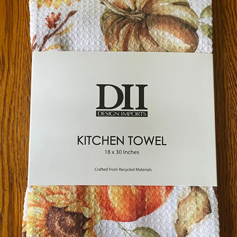 Sunflower & Pumpkin Kitchen Towel - Orange Accent